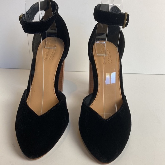 Anthropologie Soludos Collette Heels Leather Velvet 7.5 Night Out Holiday Party - Picture 14 of 16